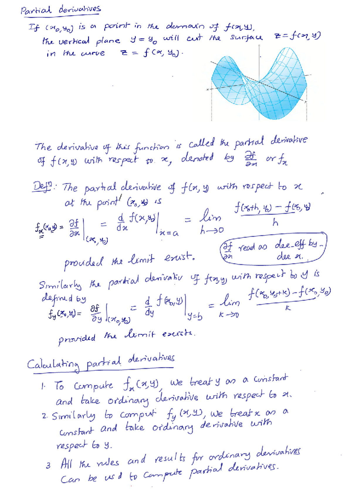 Partial derivatives - x, denoted If an or fn Def The partial derivative ...