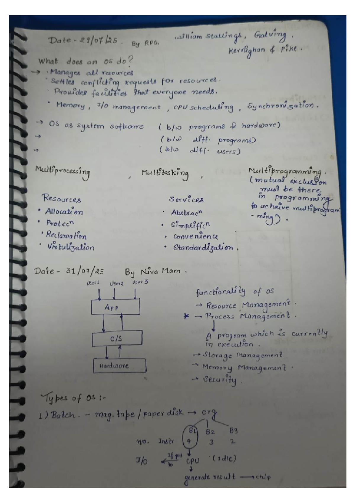OS Class Notes: Resource Management and Process Scheduling - Studocu