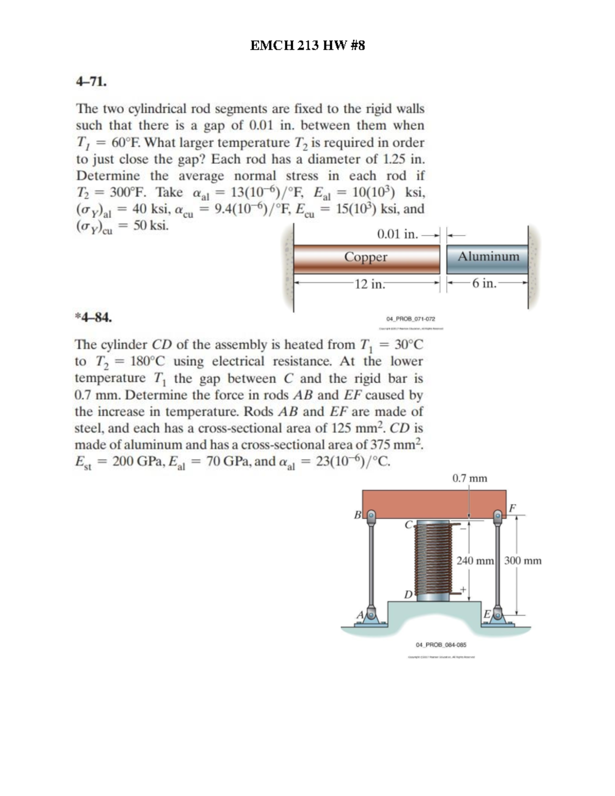 EMCH 213 HW08: Thermal Expansion and Stress Analysis in Rods - Studocu