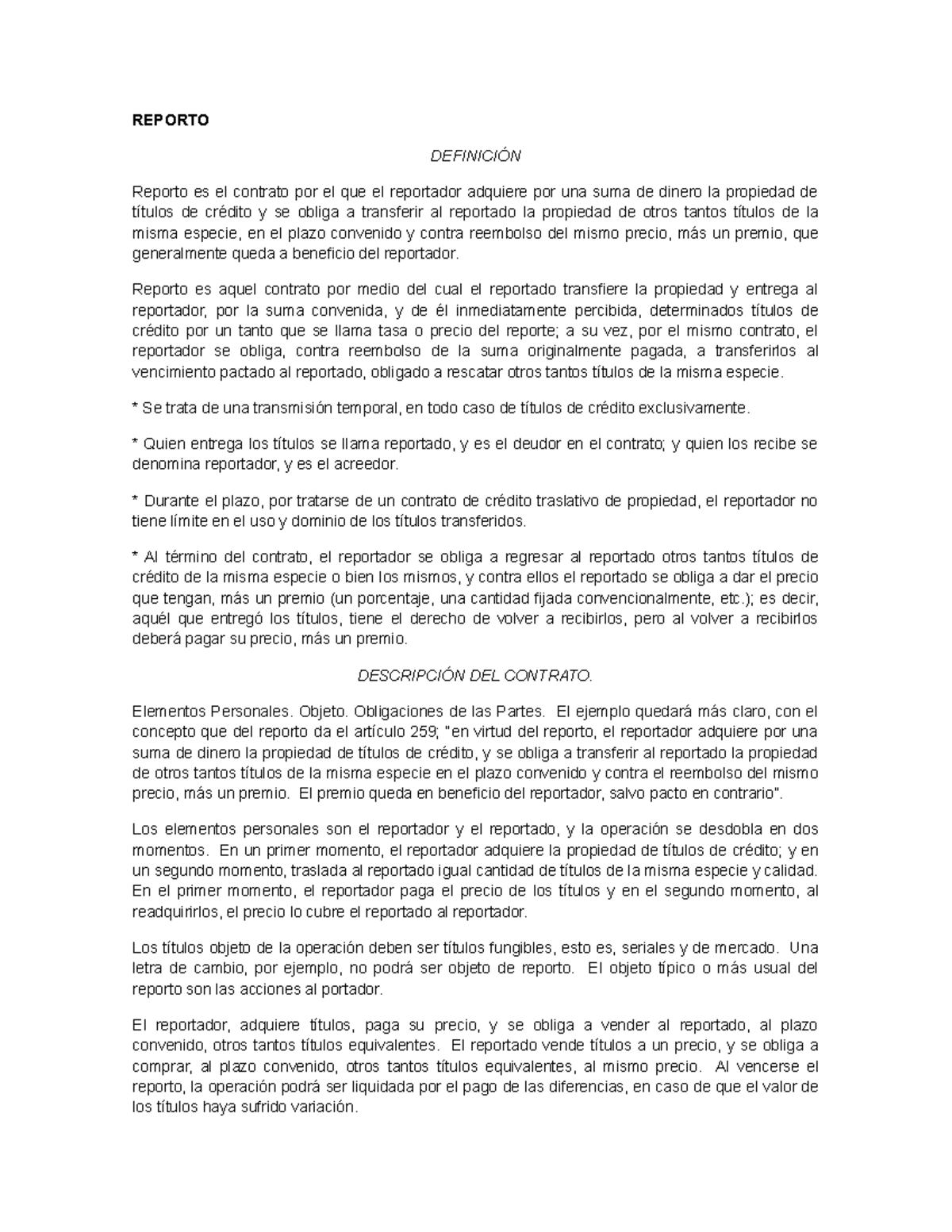 El reporto - usalo como material de referencia - REPORTO DEFINICIÓN ...