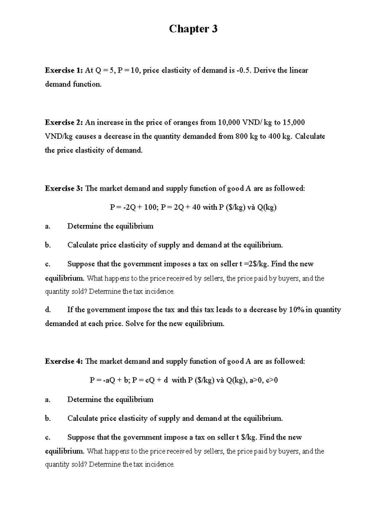 Chapter 3: Demand and Supply Exercises for Economics (ECON101) - Studocu