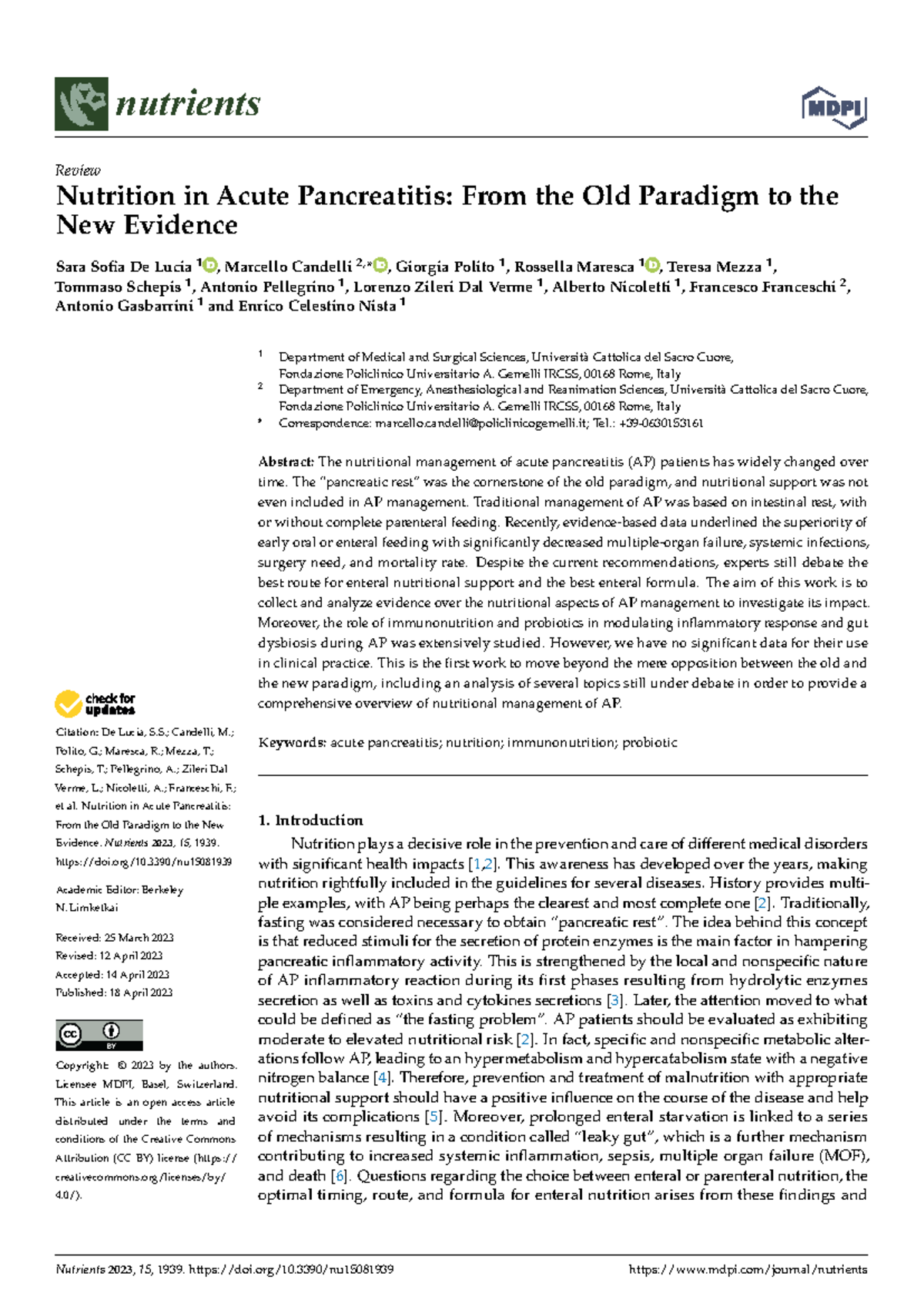 Nutrition Management in Acute Pancreatitis: New Insights 2023 - Studocu