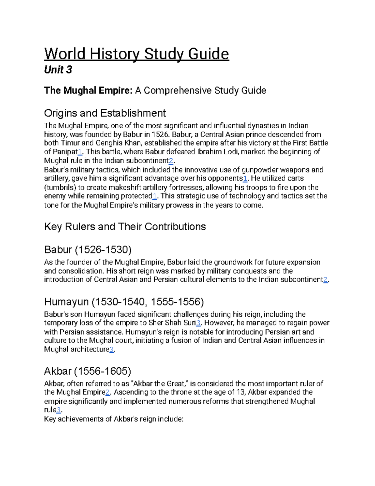 Mughal and Safavid Empires Study Guide (HIST 302) - World History Study ...