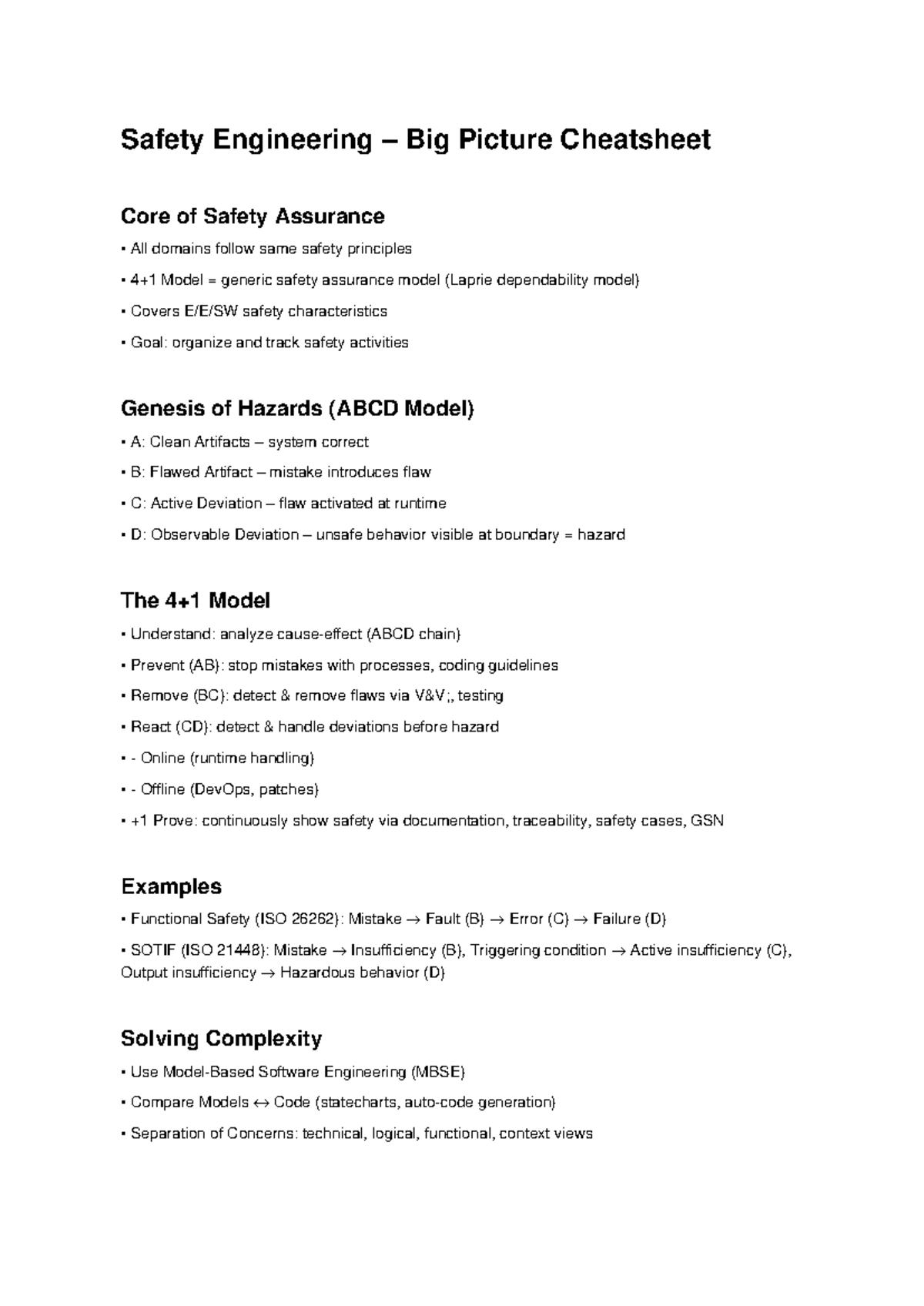 Safety Engineering Cheatsheet: Core Principles & Hazard Models - Studocu