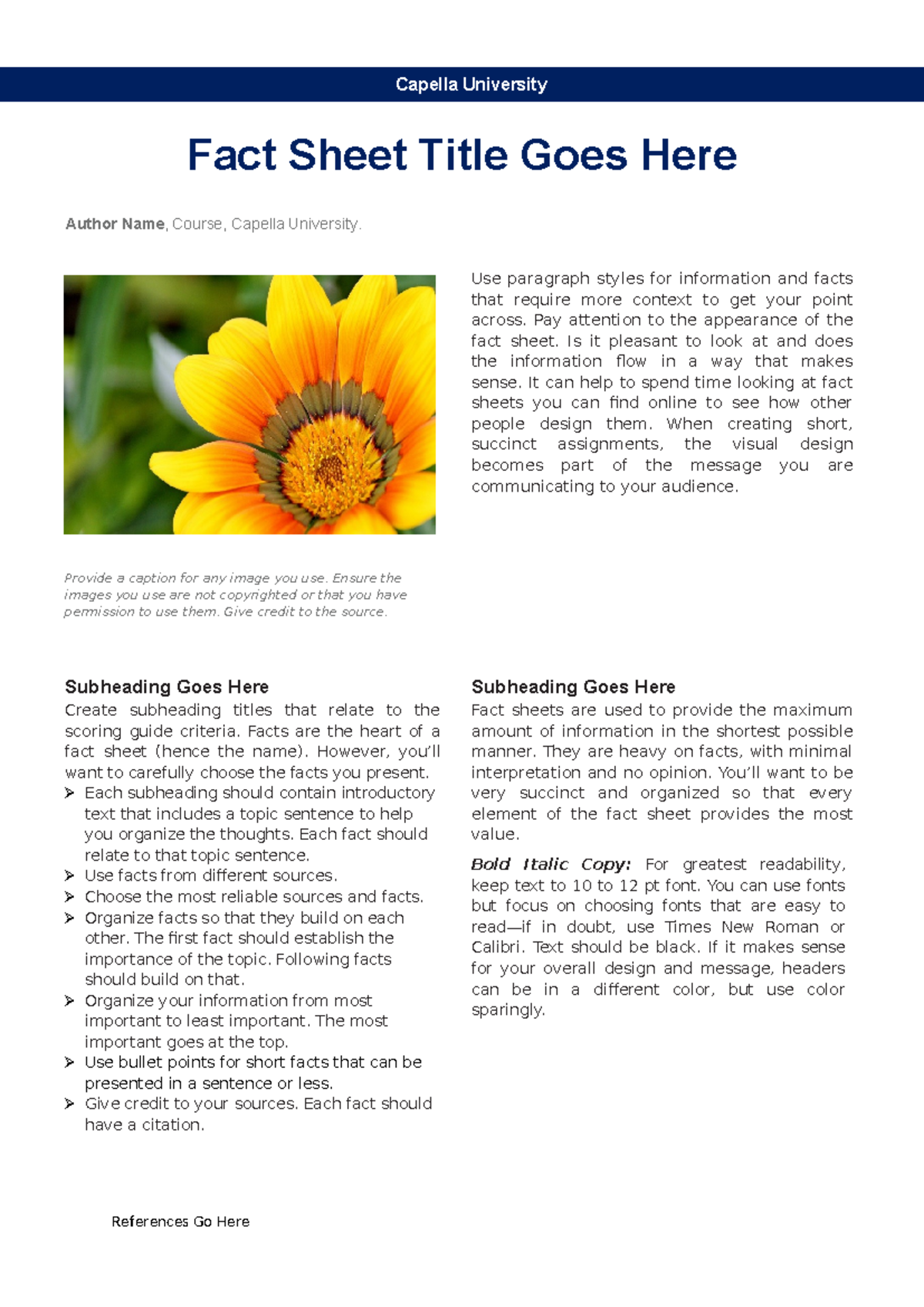 Cf fact sheet template - References Go Here Subheading Goes Here Fact ...