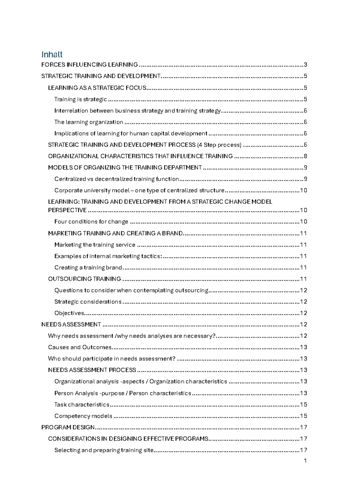 Strategic Training and Development Exam Summary (Course Code: TBD ...