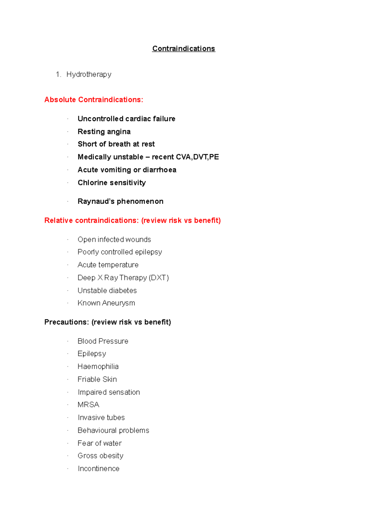 Contraindications for Physiotherapy Modalities - Comprehensive Guide ...