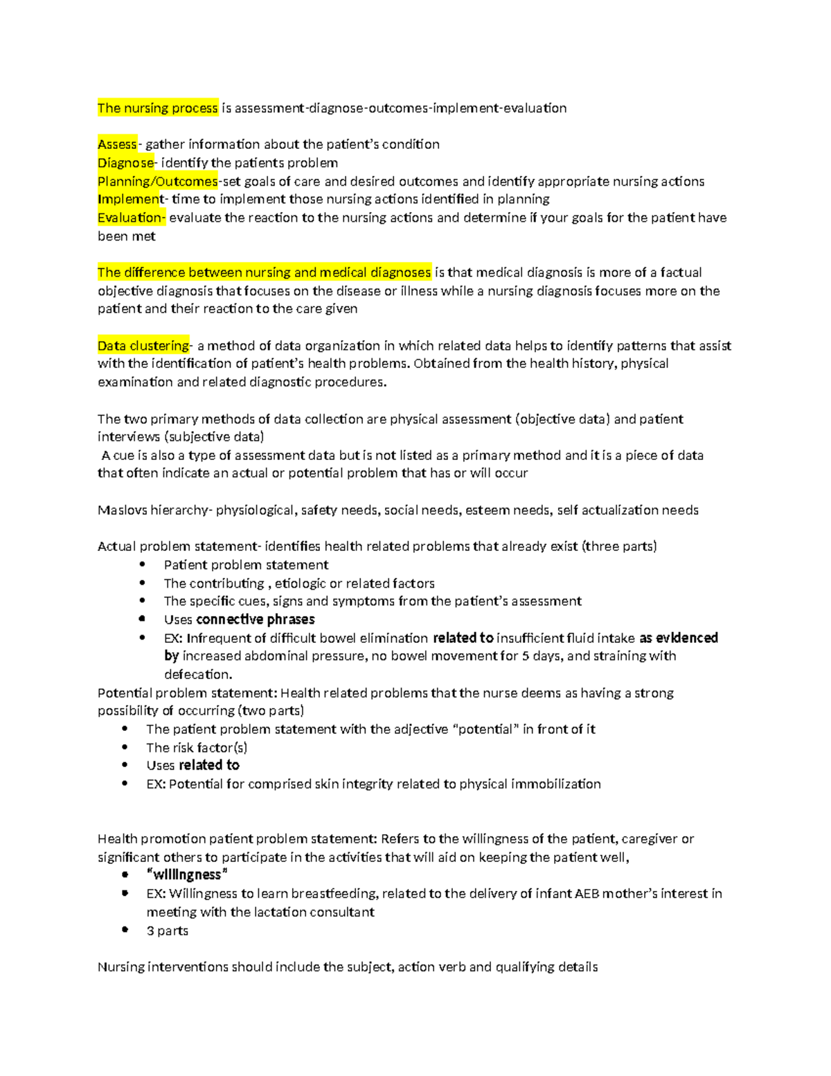 NUR 101 Chapter 5 Study Notes: The Nursing Process Explained - Studocu