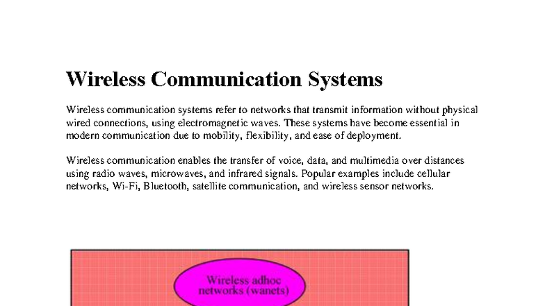 Wireless Communication Systems: Overview and Key Components - Studocu