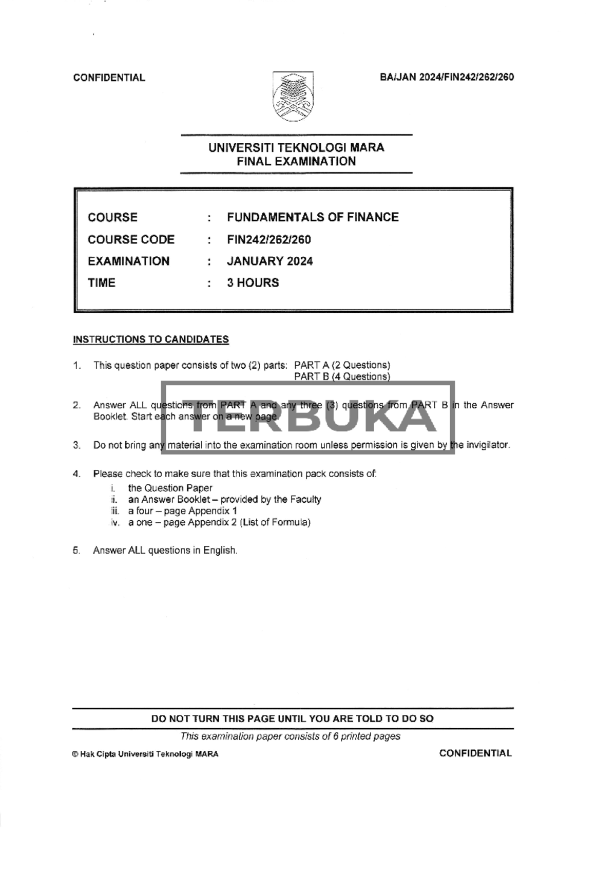 FIN242 - Fundamentals of Finance Final Exam Questions & Guidelines ...