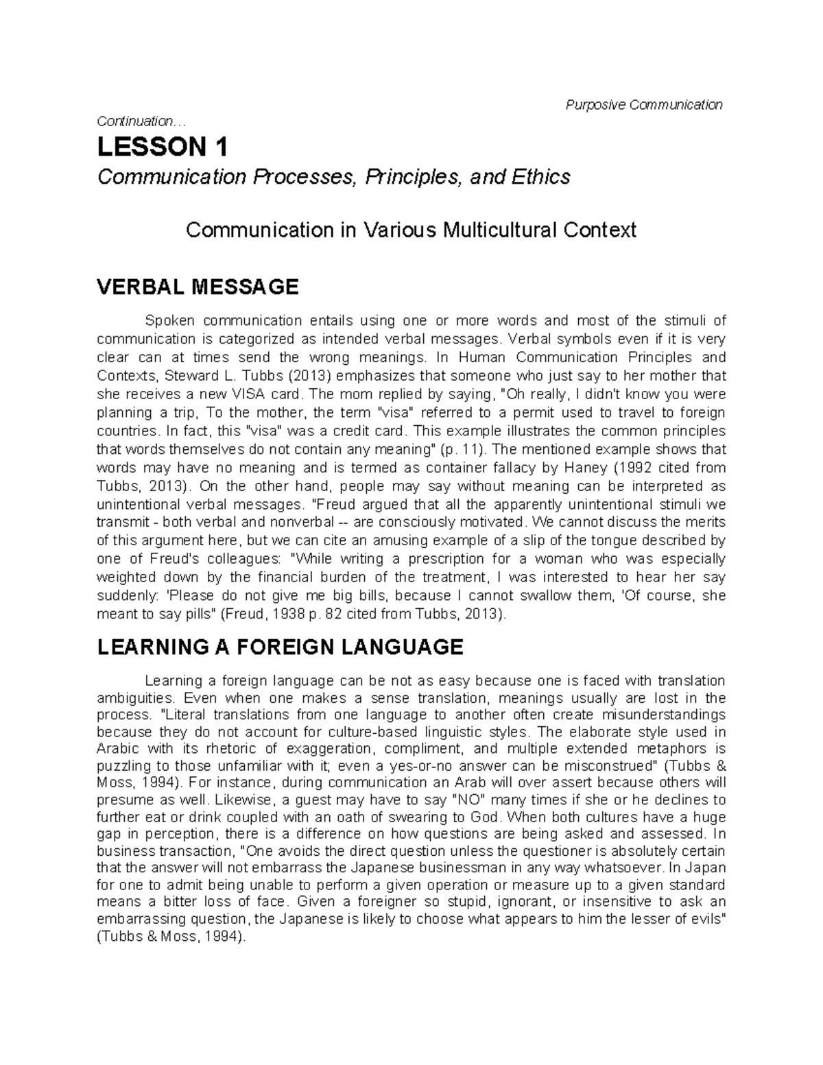 Communication in Various Multicultural Context - Purposive ...