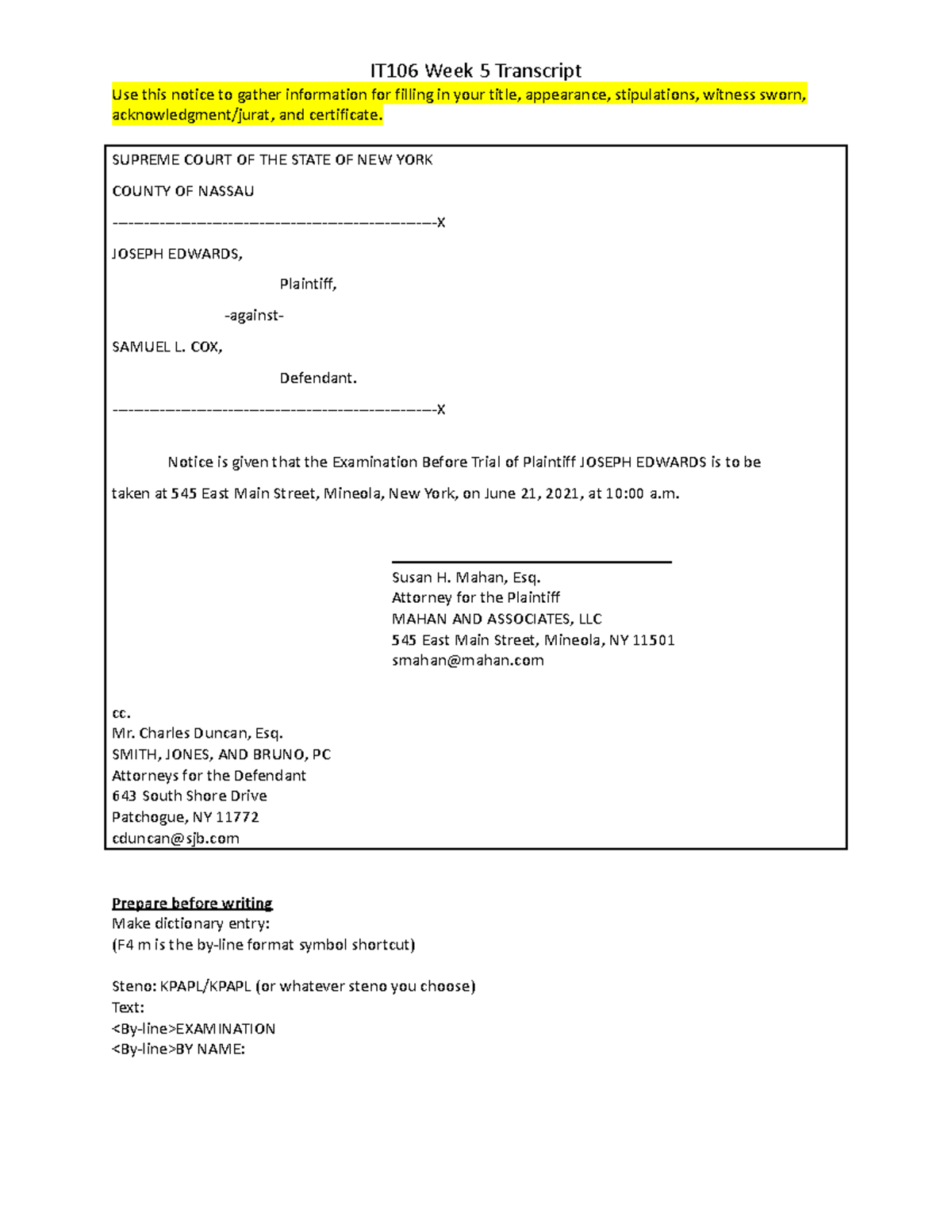 IT106 Week 5 Transcript Info - IT106 Week 5 Transcript Use this notice ...