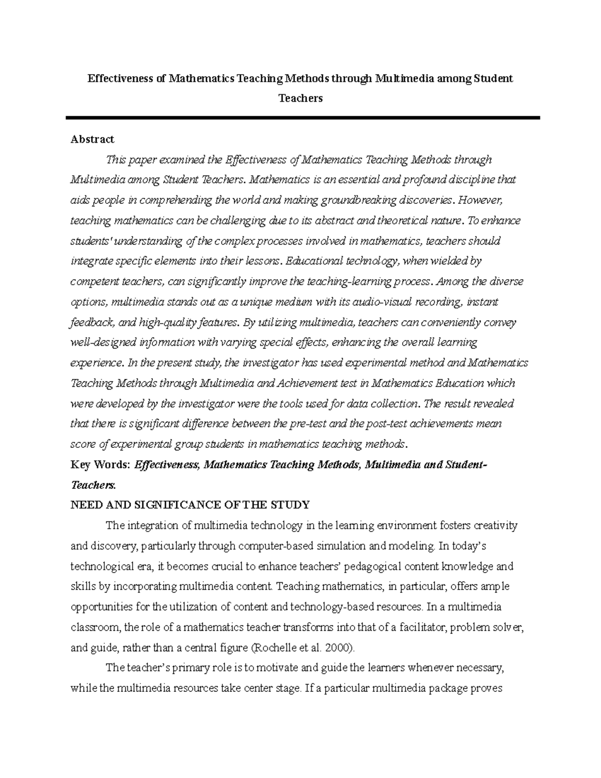 Effectiveness of Mathematics Teaching Methods among Prospective ...