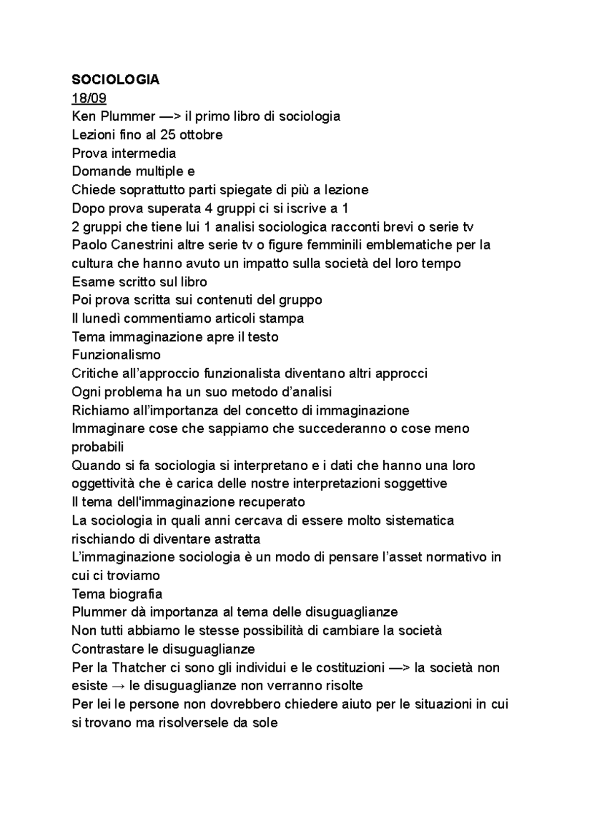 Sociologia SOCIOLOGIA Ken Plummer: Lezioni e Prova Intermedia 2023 ...