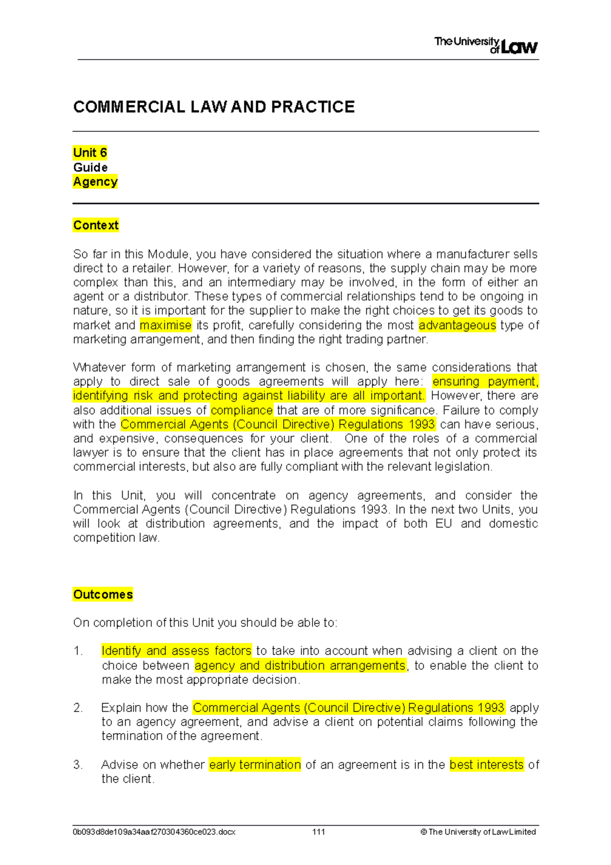 Ws 6 Agency - Comprehensive Notes on Commercial Law Workshop 6 - Studocu