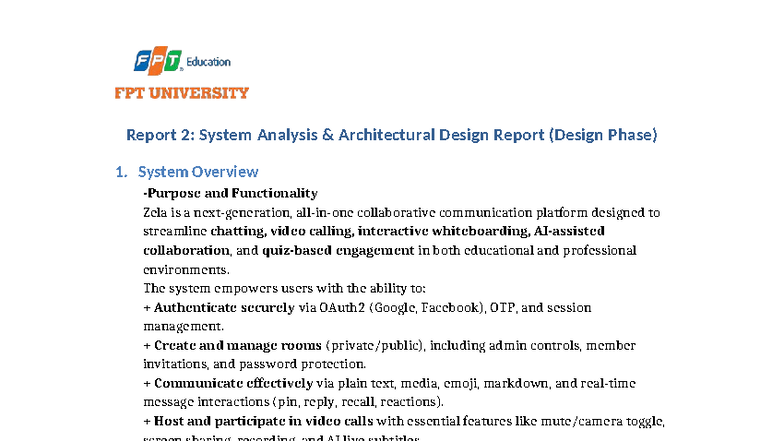 Report 2: System Analysis & Architectural Design (Phase 1) - Studocu