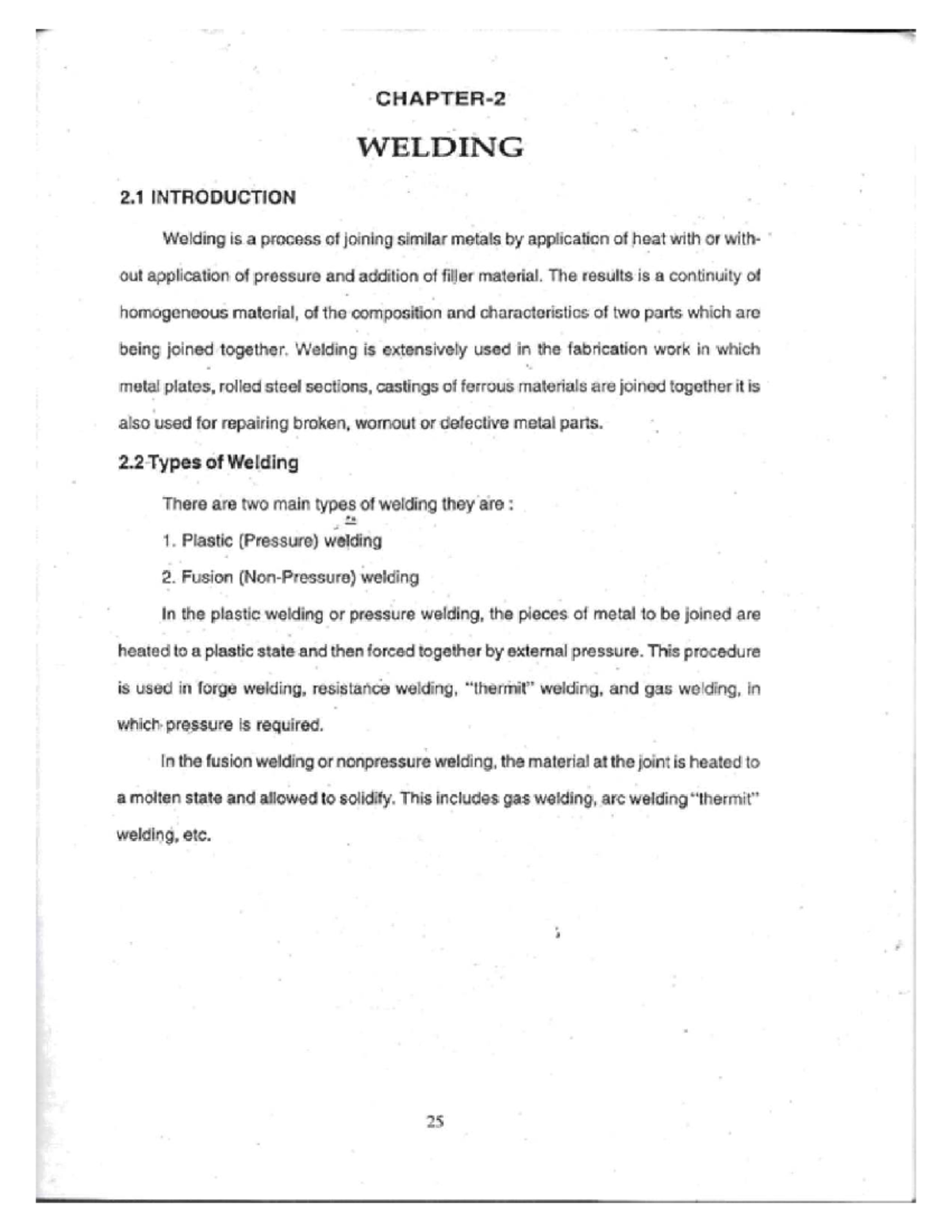 WELDING 2.1 INTRODUCTION: Overview of Welding Processes and Techniques ...