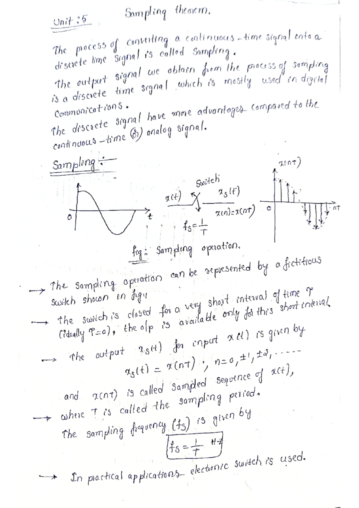 Unit-5: Sampling Theorem and Techniques in Signal Processing - Studocu