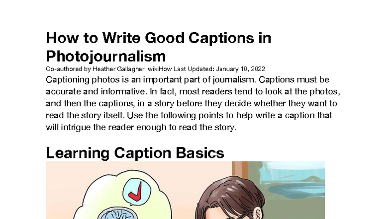 How to Write Effective Captions in Photojournalism - Studocu