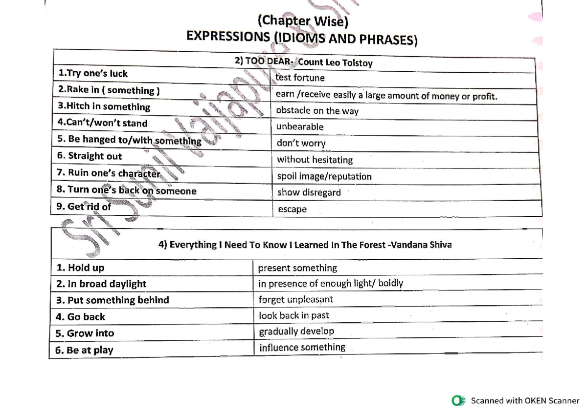 Chapter Wise Idioms and Phrases: Expressions from Tolstoy and Shiva ...