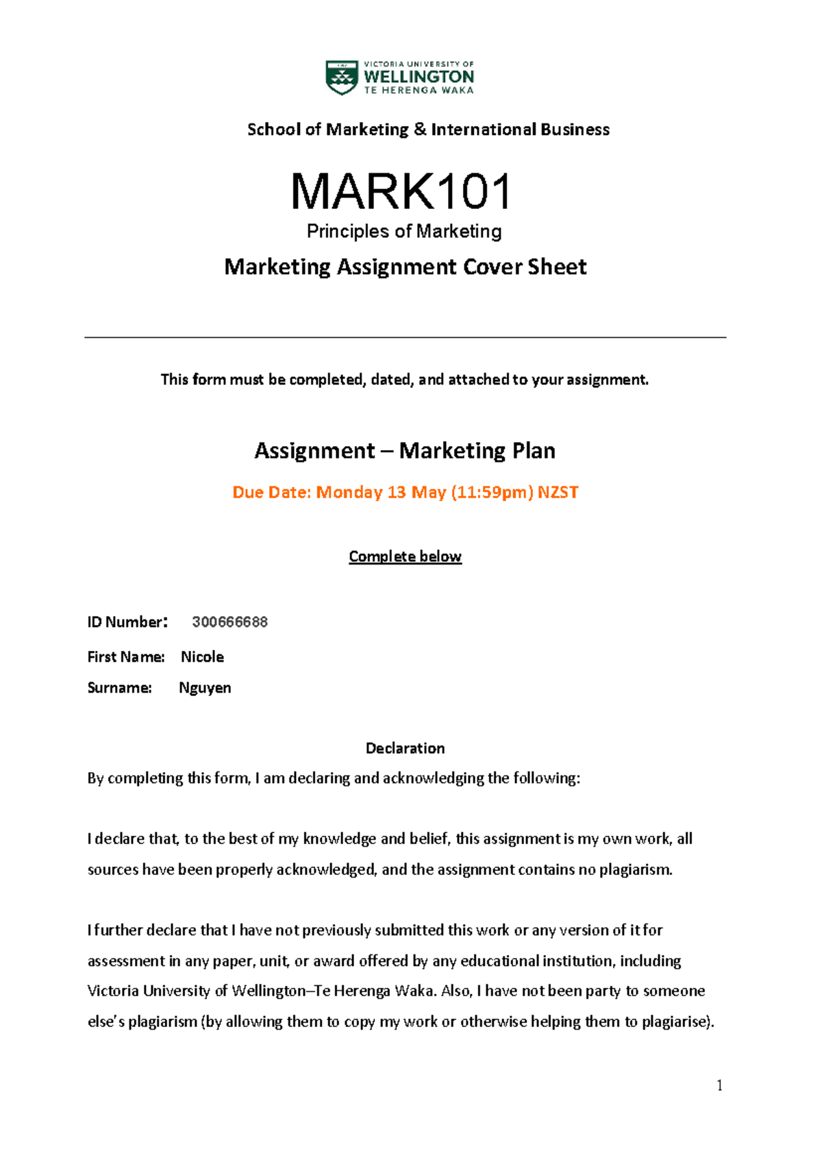Annotated-MARK101 Assignment Nicole.docx - MARK Principles of Marketing ...