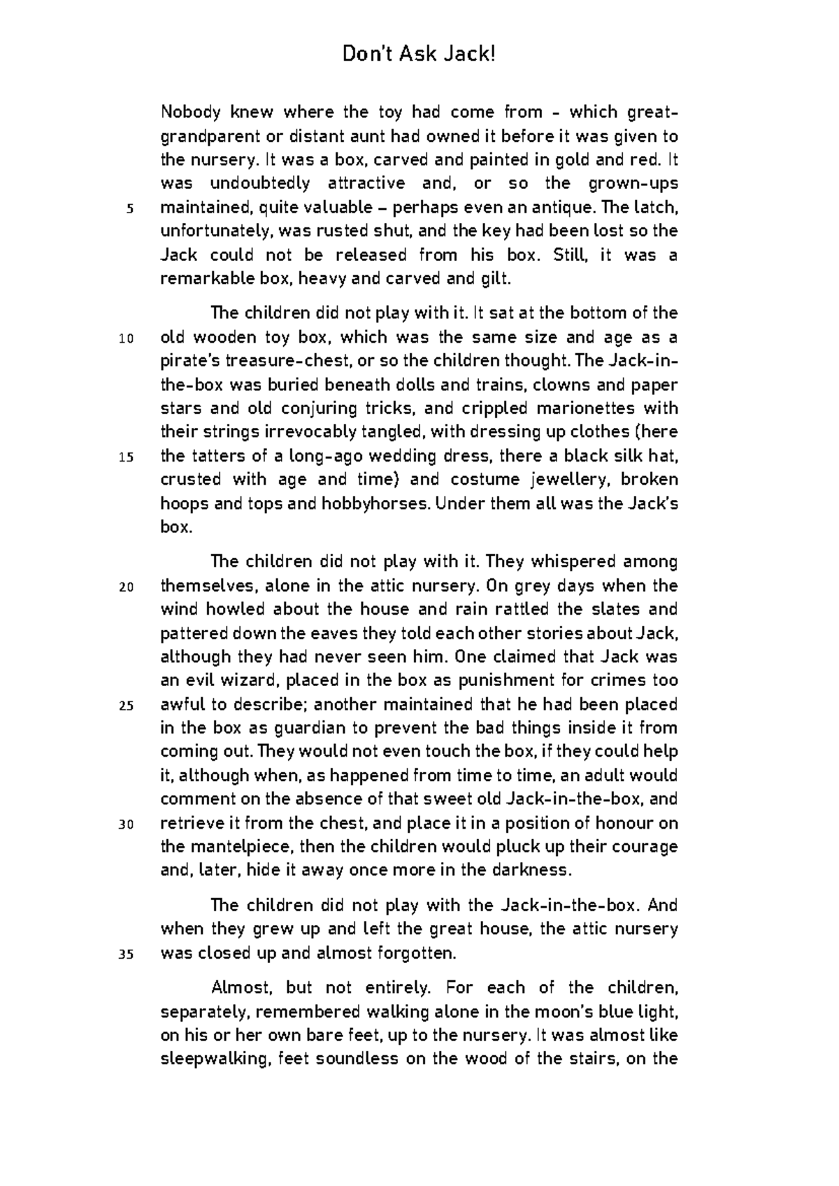 Don't Ask Jack! - A Mysterious Toy Box Tale - Studocu