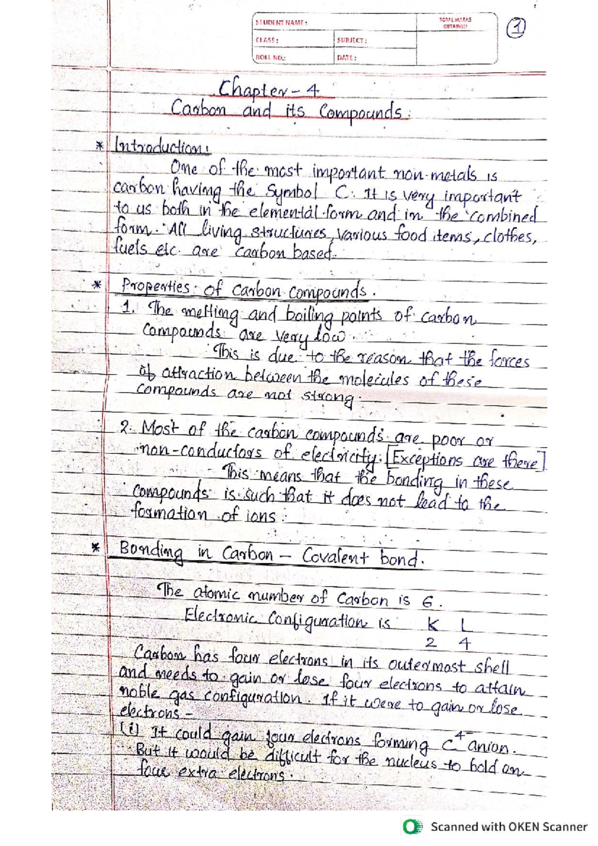 Chapter 4: Carbon and Its Compounds - Class Notes - Studocu