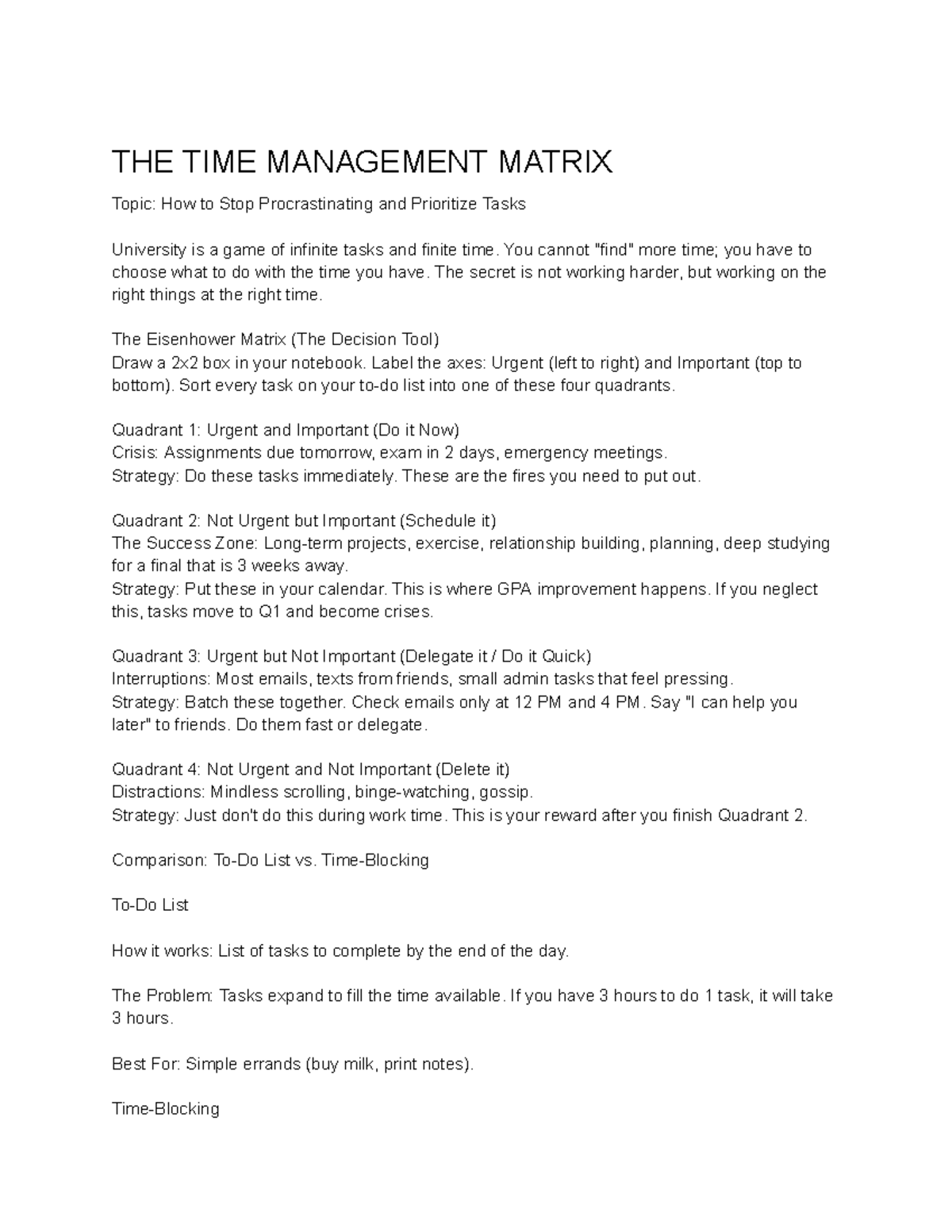 Time Management Matrix: Prioritizing Tasks to Stop Procrastination ...