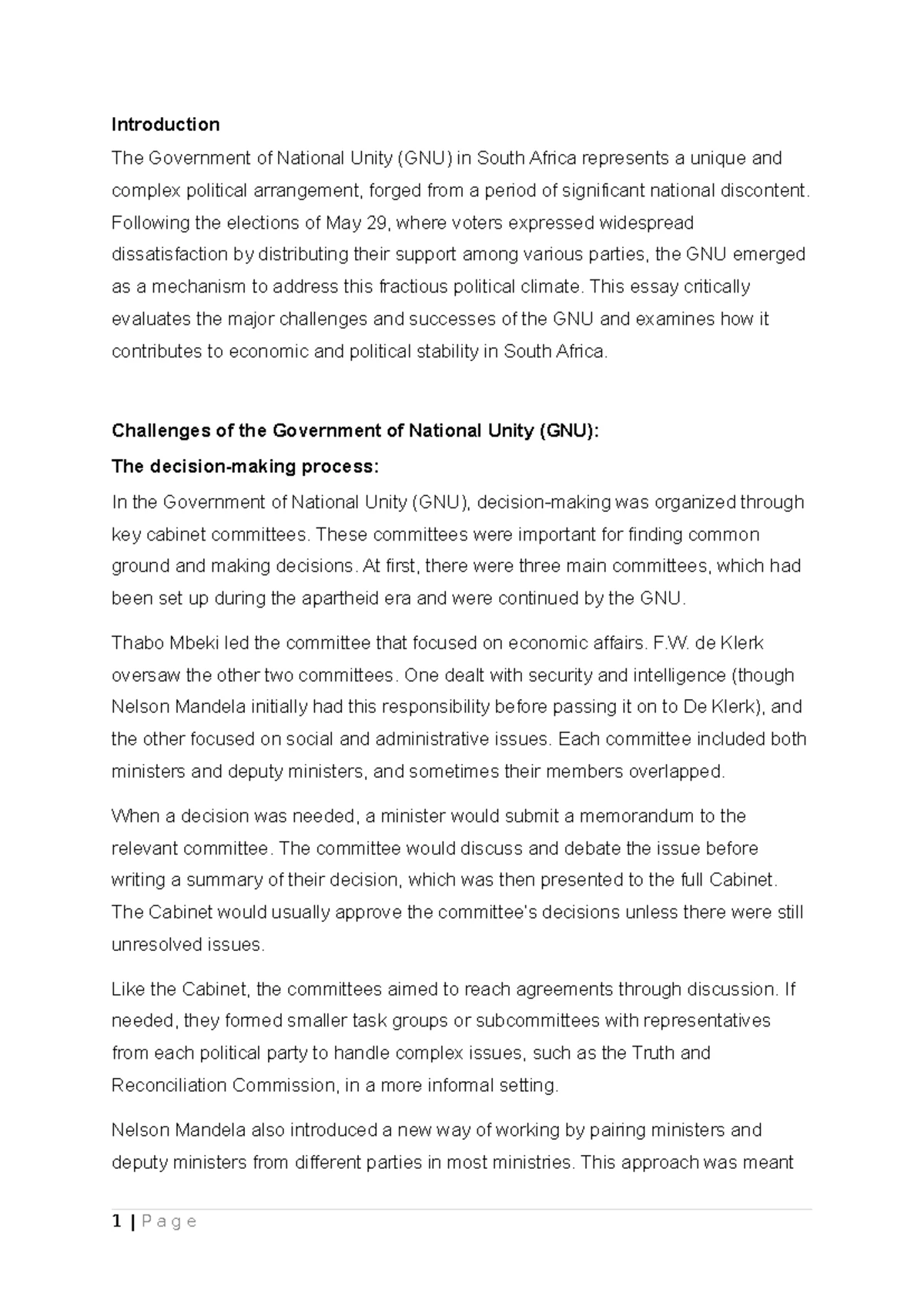 HUPSA2 - Political Science 2A: Research Essay on Global Financial ...