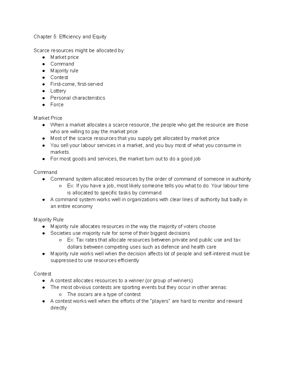 Chapter 5: Efficiency and Equity Analysis - Econ1021 - Studocu