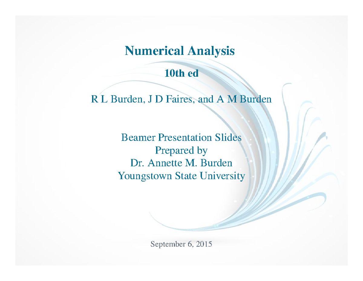 CH01 - Numerical Analysis Lecture Notes (10th Edition) - Studocu