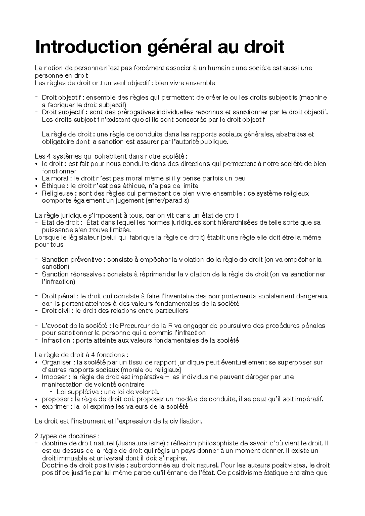 Fiche CM - Introduction au Droit : Concepts et Notions Clés - Studocu