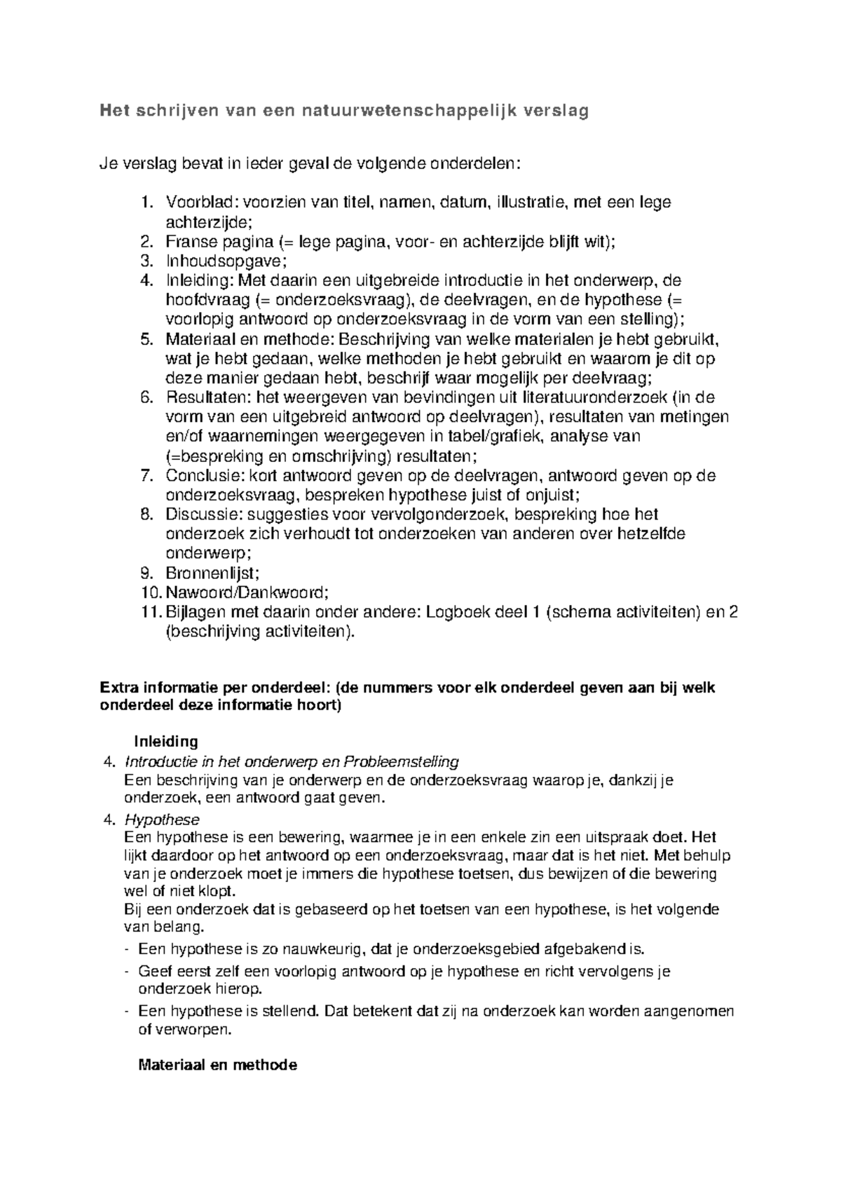 Natuurwetenschappelijk verslag schrijven: structuur en inhoudsopgave ...