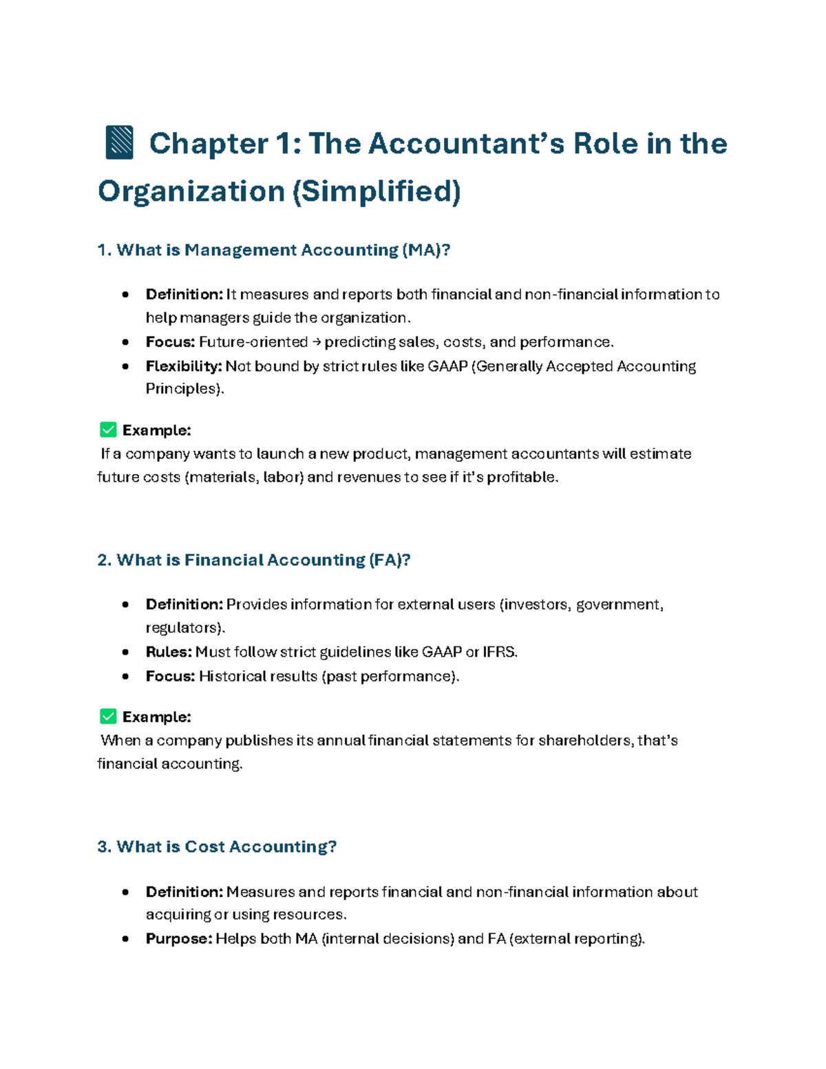 MA 1-3: Management Accounting Midterm Prep Notes - Studeersnel