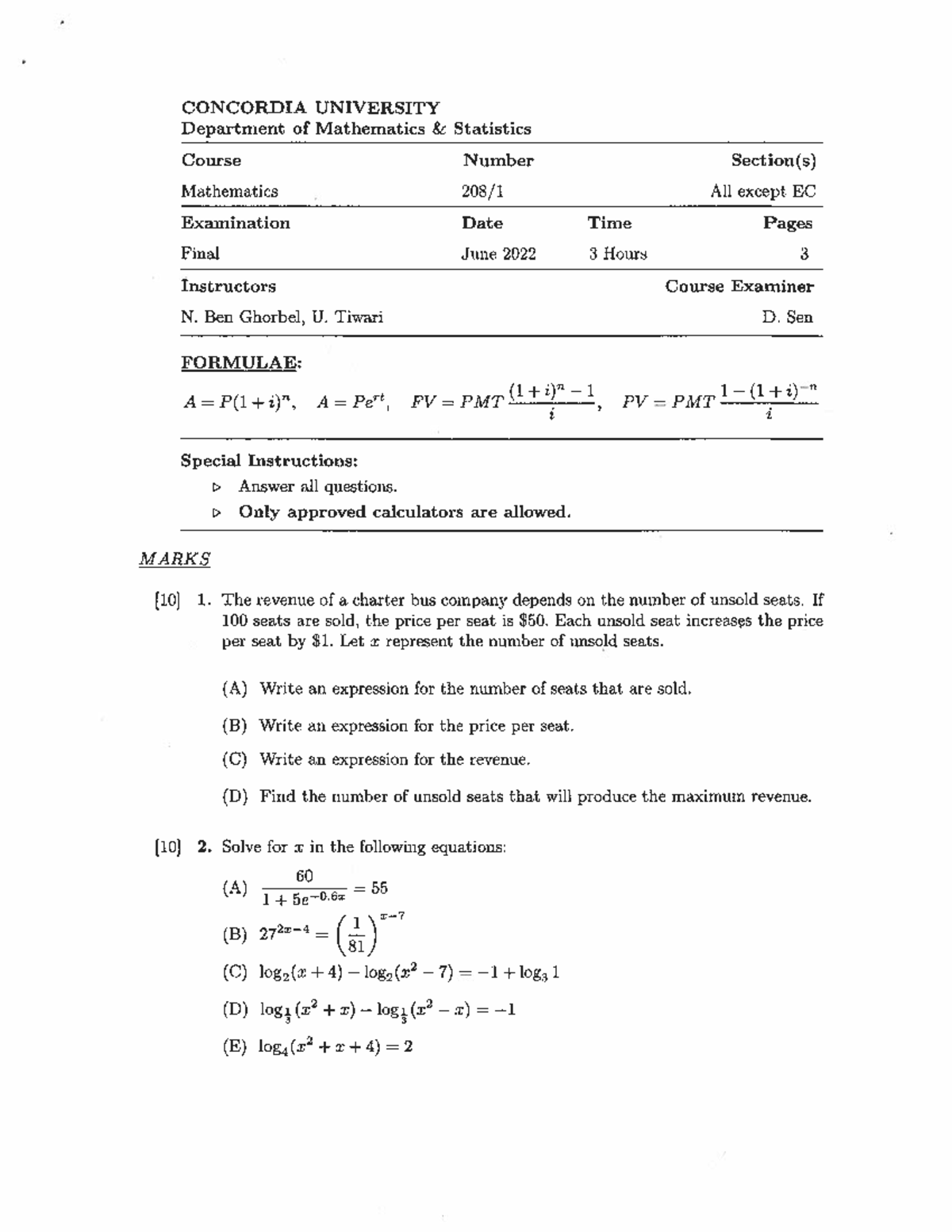 MATH208 Solutions for Summer 22 Exam - Document Preview