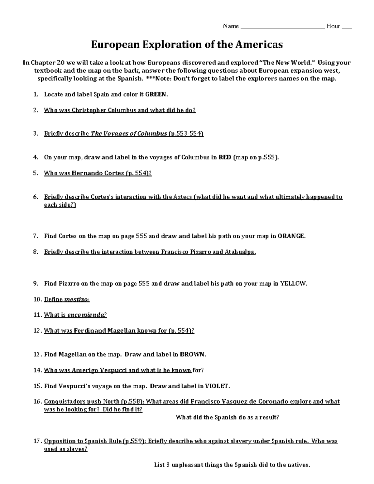 HIST 201: European Exploration of the Americas - Chapter 20 Map Guide ...