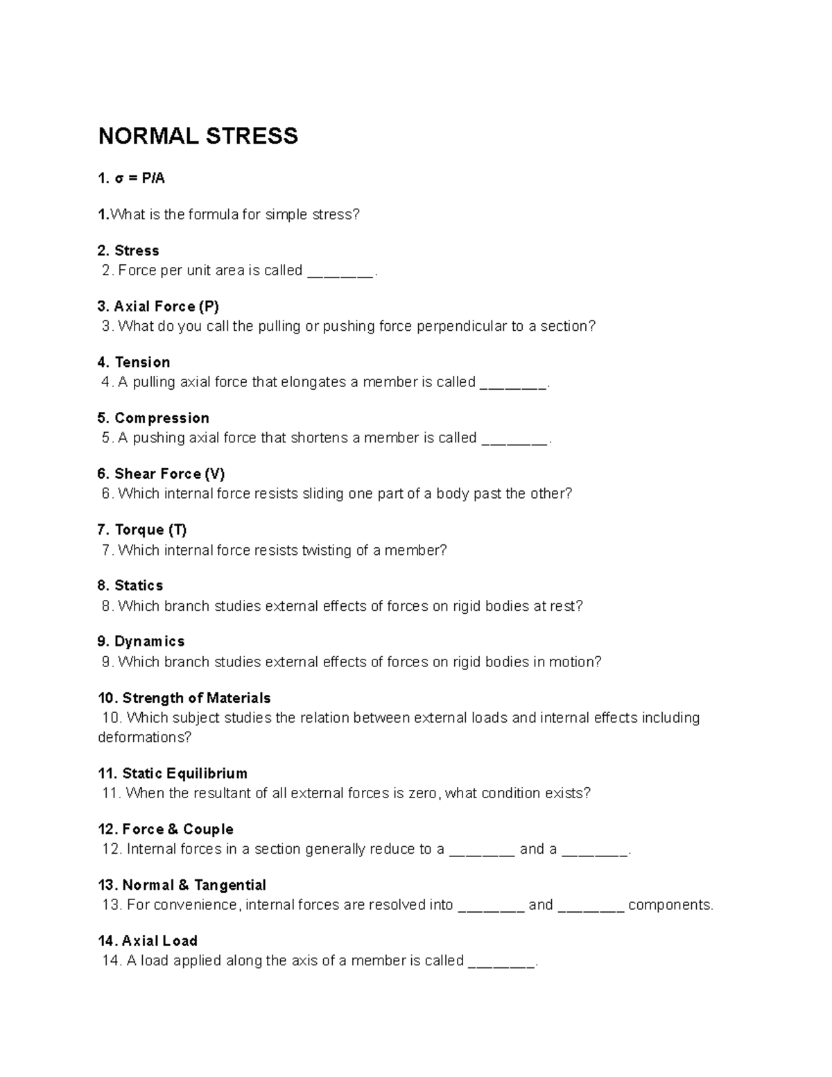 Normal Stress and Strain Concepts - Strema Reviewer - Studocu