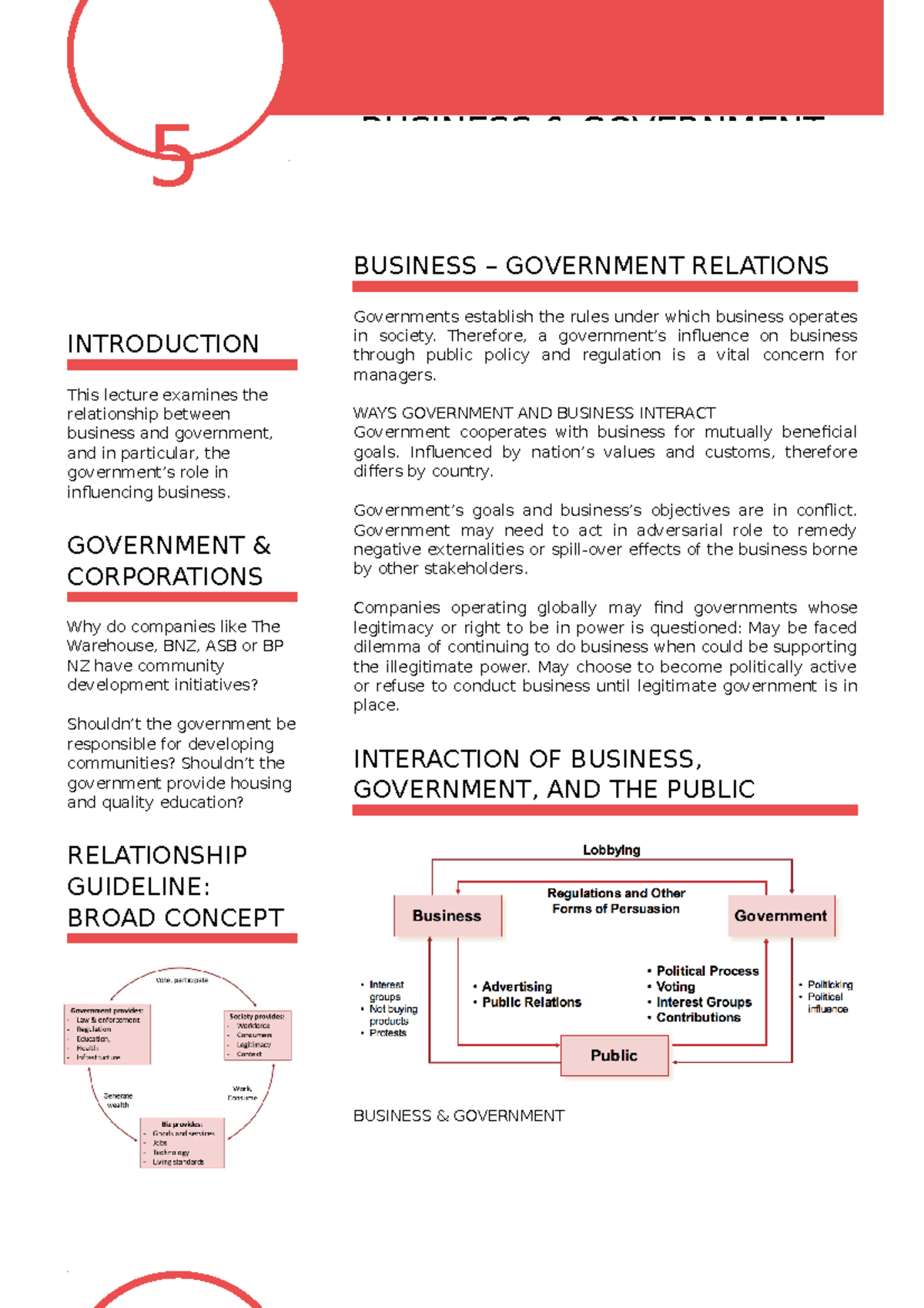 Business and government relationship - 5 BUSINESS &amp; GOVERNMENT ...