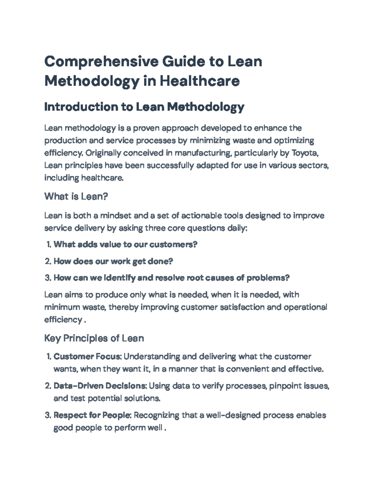 Lean Methodology in Healthcare: A Detailed Study Guide - Studocu