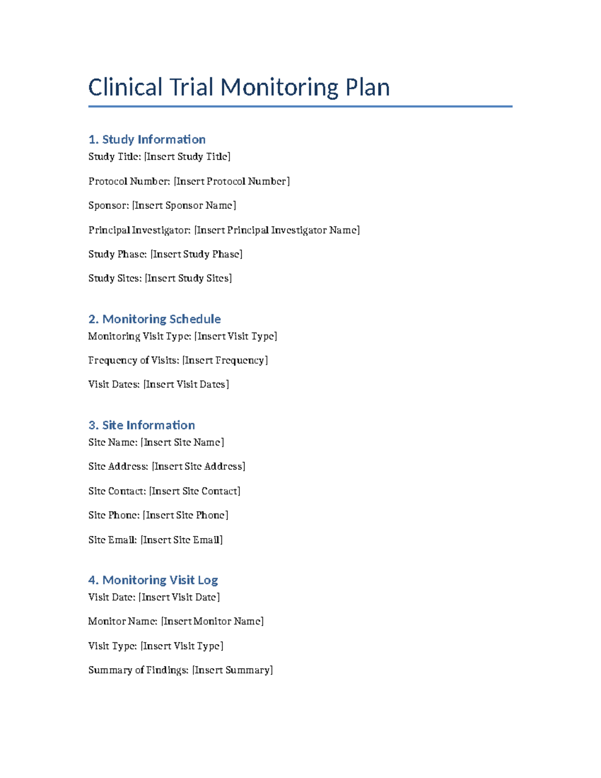 Clinical Monitoring Plan