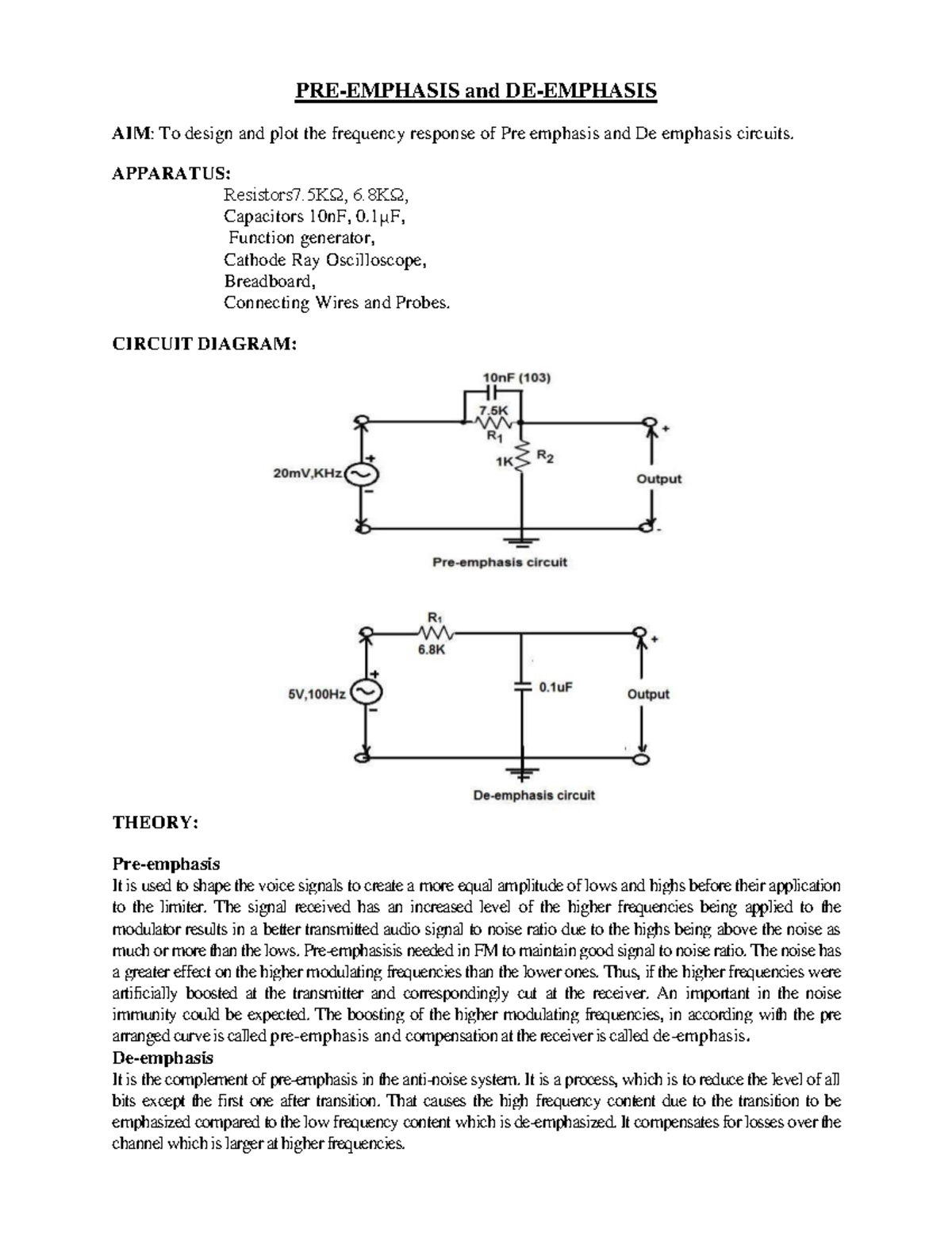 Pre Emphasis & De Emphasis Circuit Design - Frequency Response Analysis ...