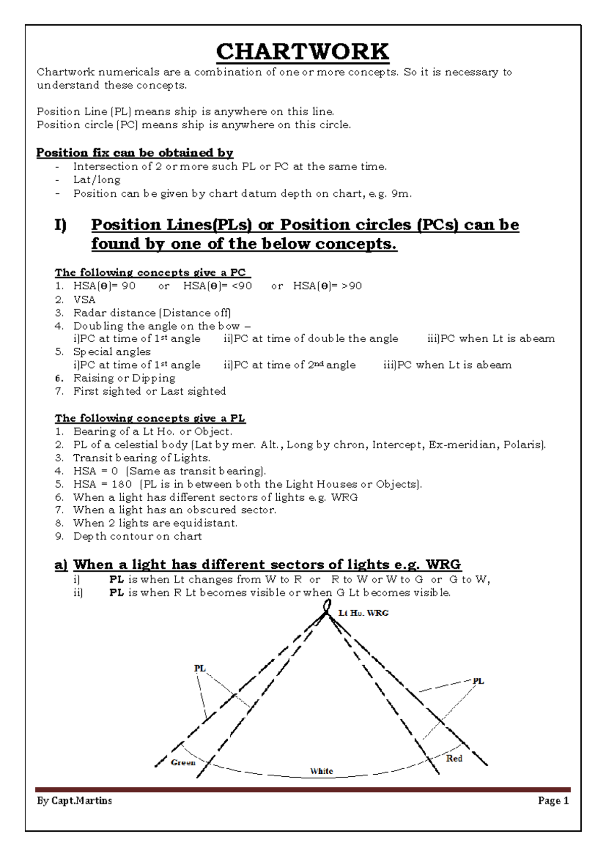 Chartwork numericals: Understanding position lines and circles - Studocu