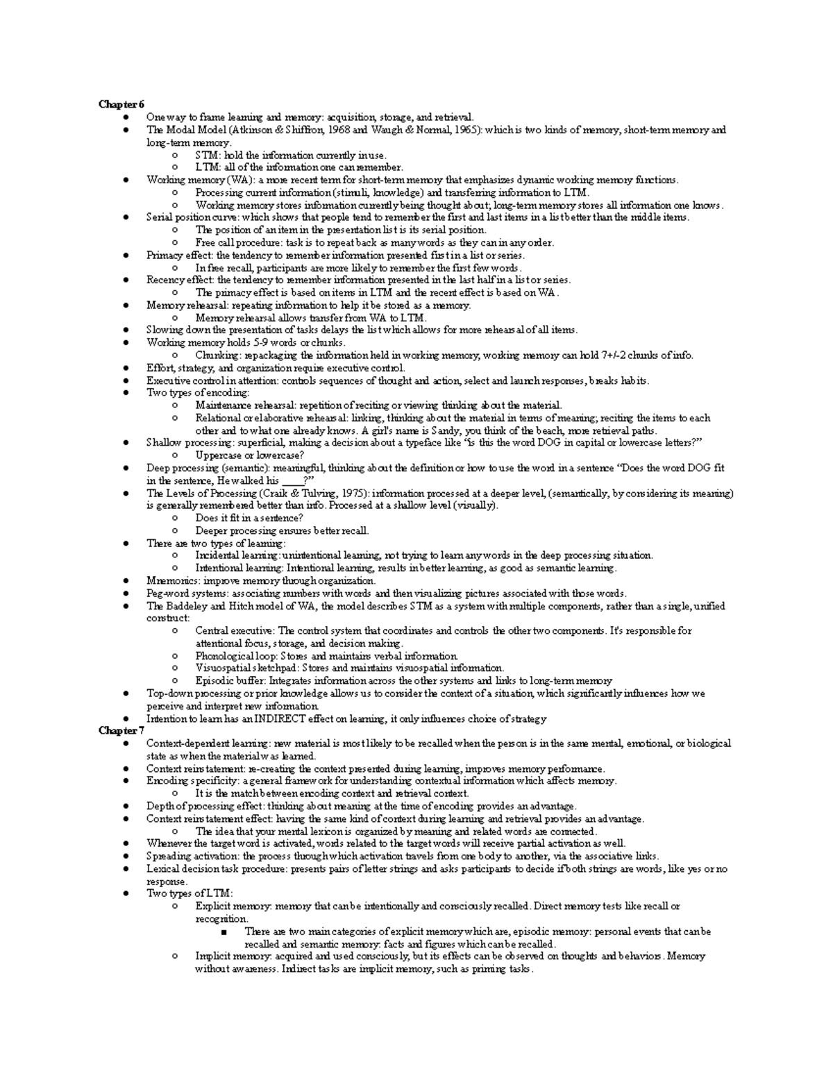 Foundations of Cognitive Psychology: Chapter 6 & 7 Notes - Studocu