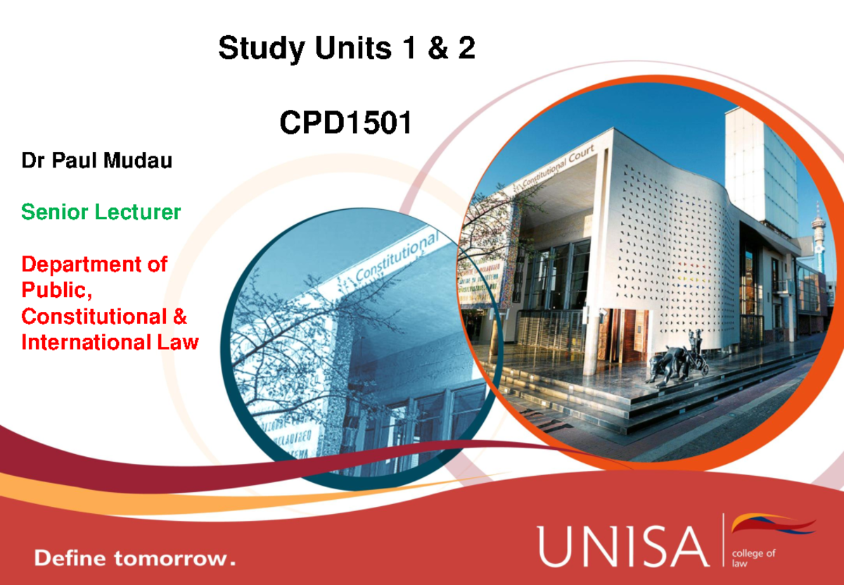 Lecture on Study Units 1 & 2: SA Citizenship Law - CPD1501 - Studocu