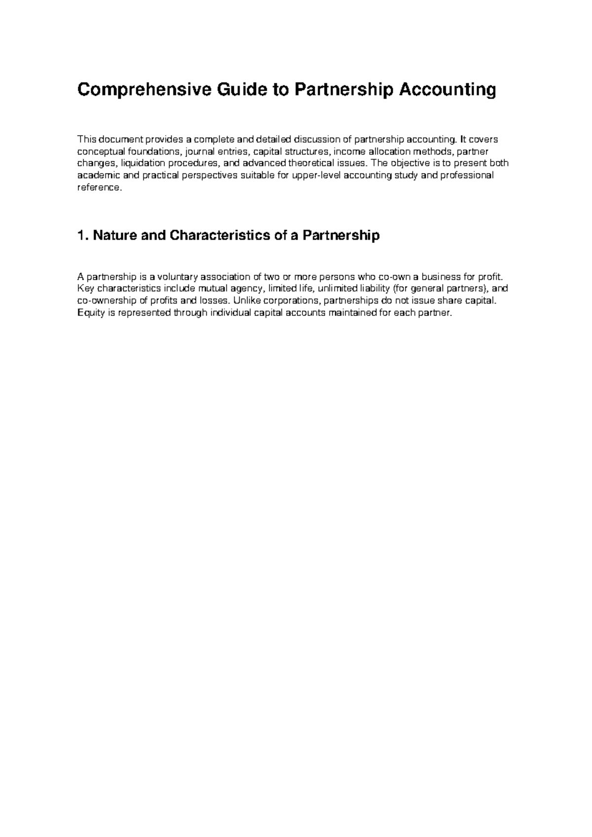 Comprehensive Guide to Partnership Accounting (ACC 101) - Studocu
