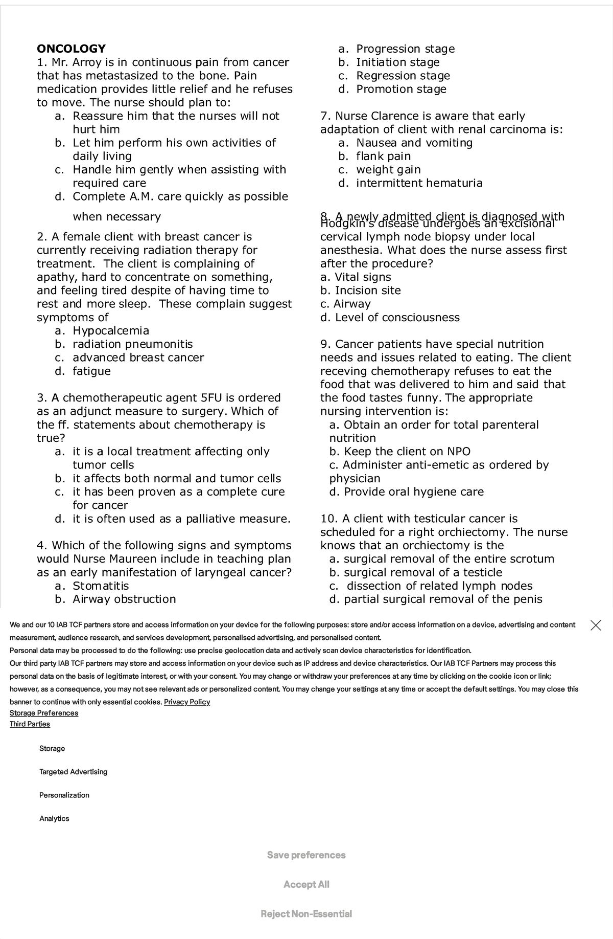 Oncology Exam 2 Study Guide (ONCOLOGY 101) - Studocu