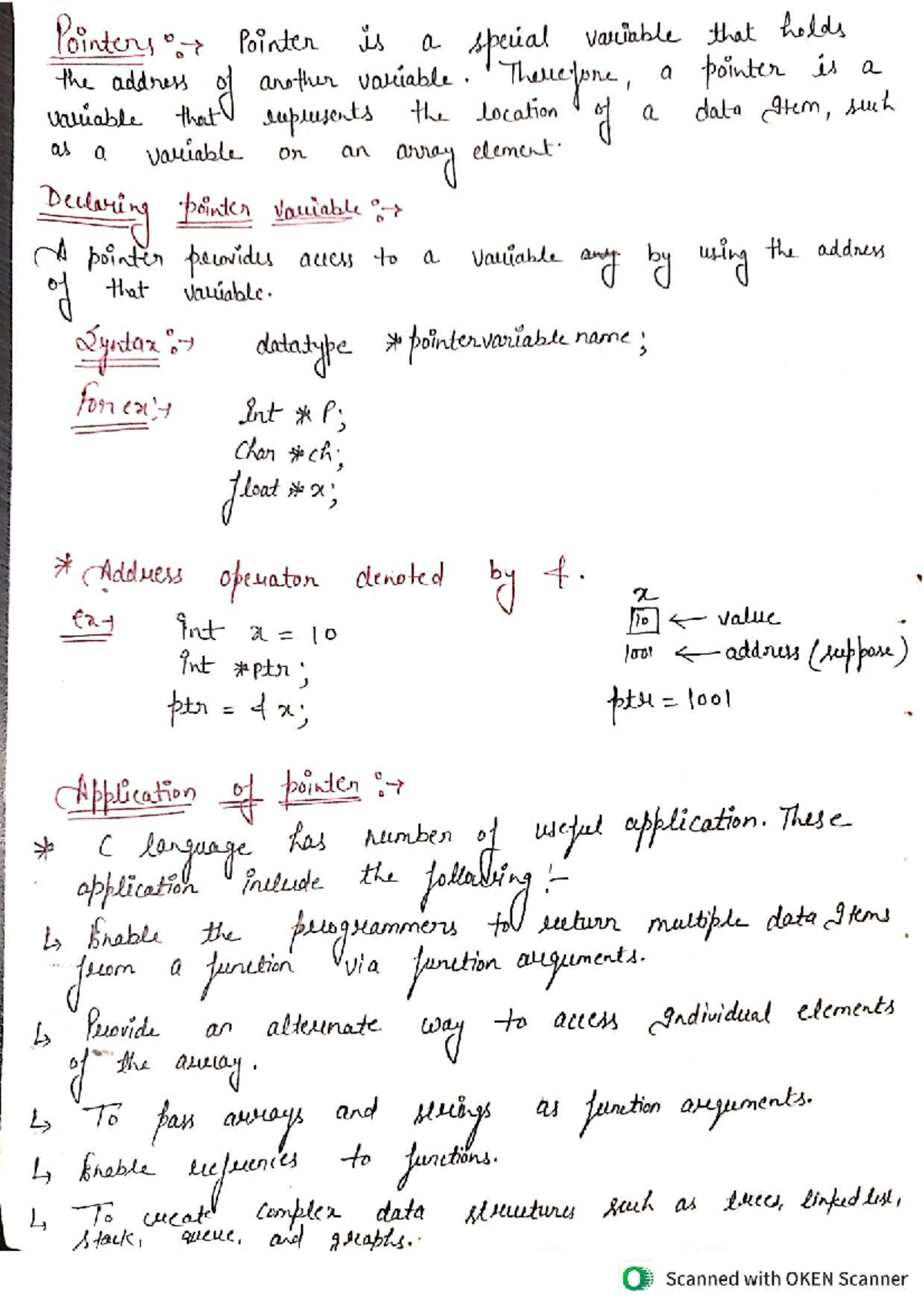 Pointer Notes - Array (CS101) - Studocu