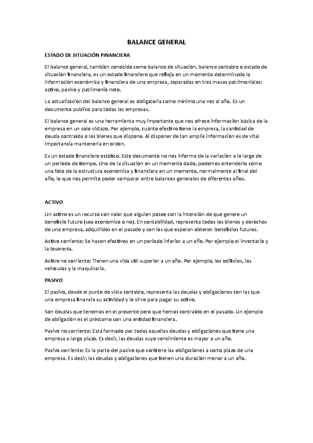 Balance General: Estado de Situación Financiera y Análisis Patrimonial ...