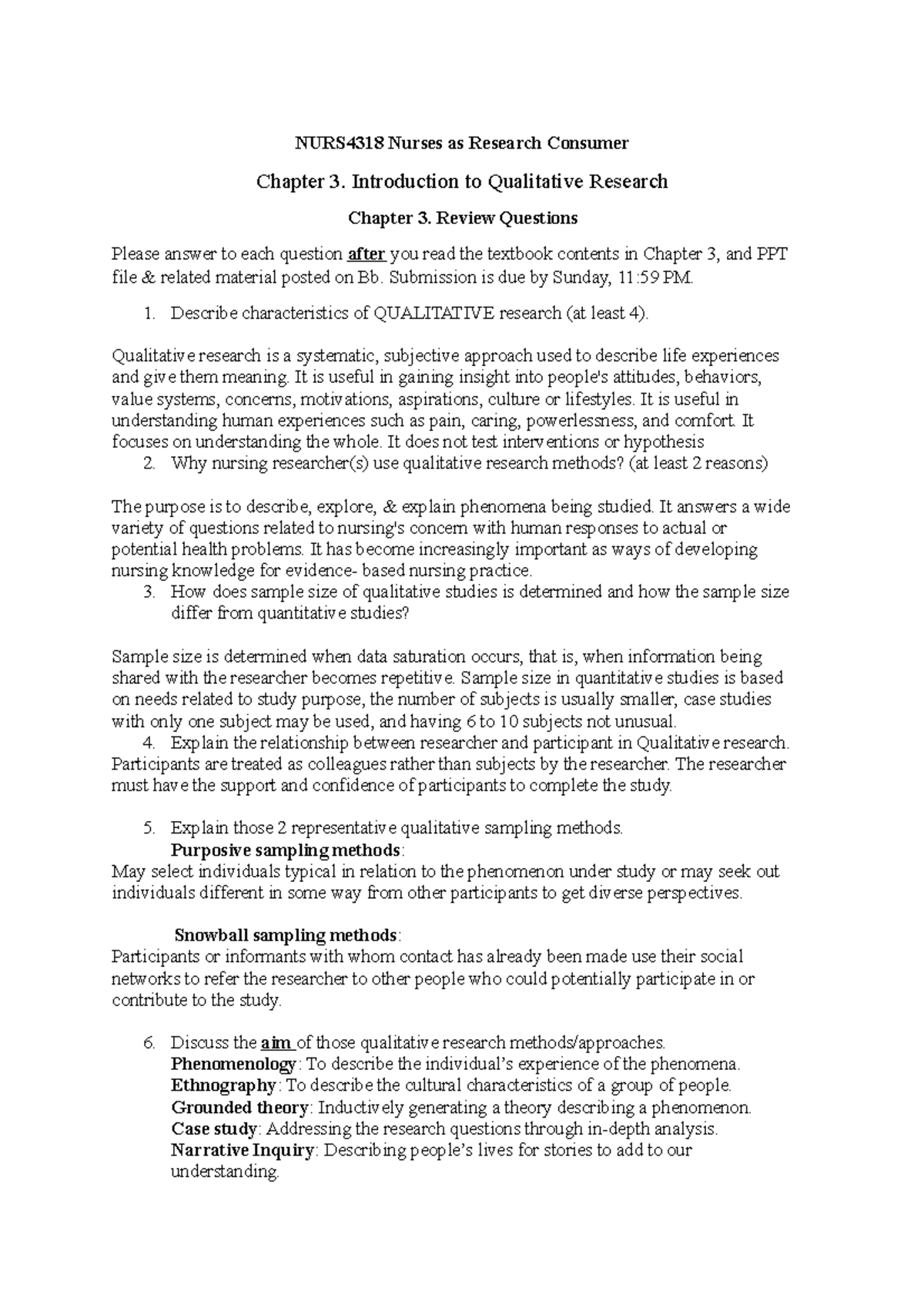 Chapter 3 review questions - NURS4318 Nurses as Research Consumer ...
