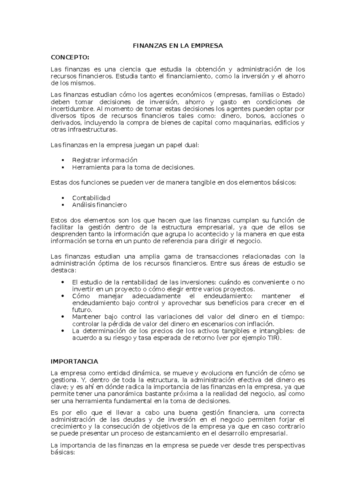 Clase 1: Fundación de Finanzas en la Empresa y su Importancia - Studocu